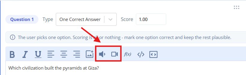 Adding media to a question