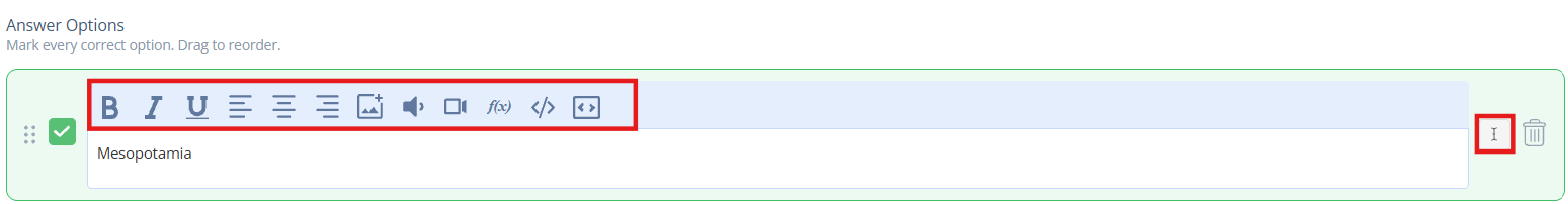 Edit the answer option