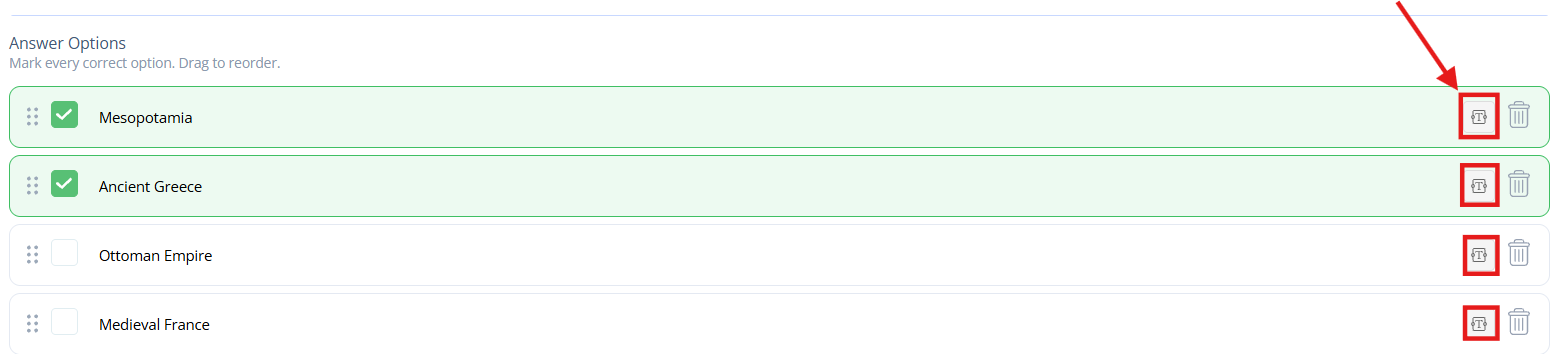 Edit the answer option