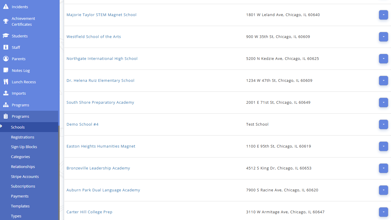 Fig. 1. Schools List