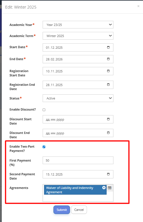 Fig. 3. Configure Split Payment*