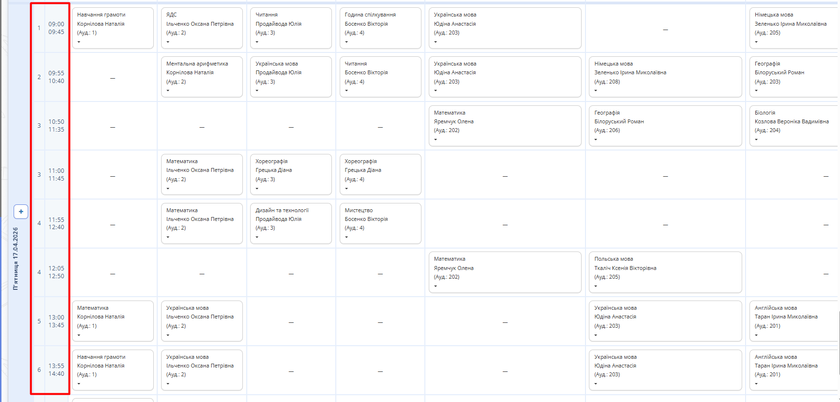 Рис. 3. Вигляд розкладу з увімкненою сіткою